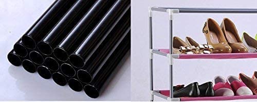Photo 3 of TXT&BAZ 36-Pairs Portable Shoe Rack Double Row with Nonwoven Fabric Cover (7-Tiers Black)
