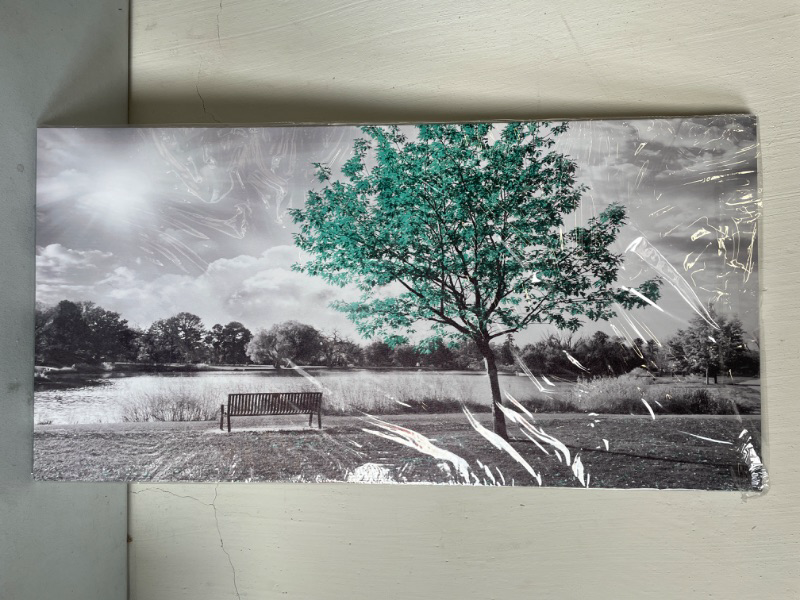 Photo 1 of Canvas Wall Art Bedroom Decor Landscape Green Tree Painting Lager Framed Wall Pictures for Living Room Office Kitchen Artwork Scenery Decorative Parks 20inch*40inch
