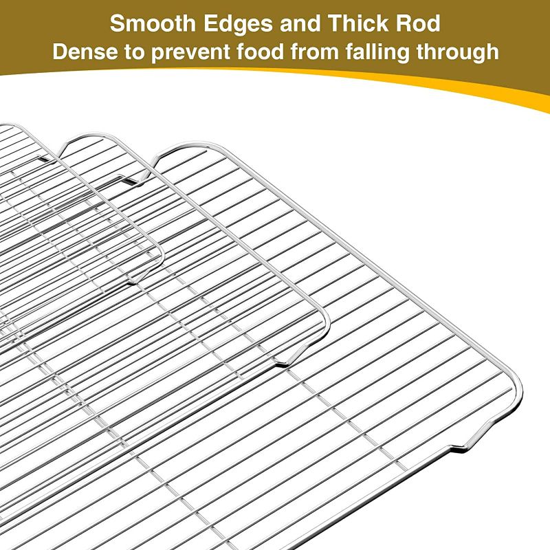 Photo 4 of Wildone Baking Sheet with Rack Set (3 Pans + 3 Racks), Stainless Steel Baking Pan Cookie Sheet with Cooling Rack, Non Toxic & Heavy Duty & Easy Clean
