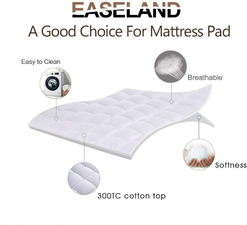 Photo 2 of EASELAND Queen Size Mattress Pad Pillow Top Mattress Cover Quilted Fitted Mattress Protector Cotton Top 8-21" Deep Pocket Cooling Mattress Topper (60x80 Inches, White)
