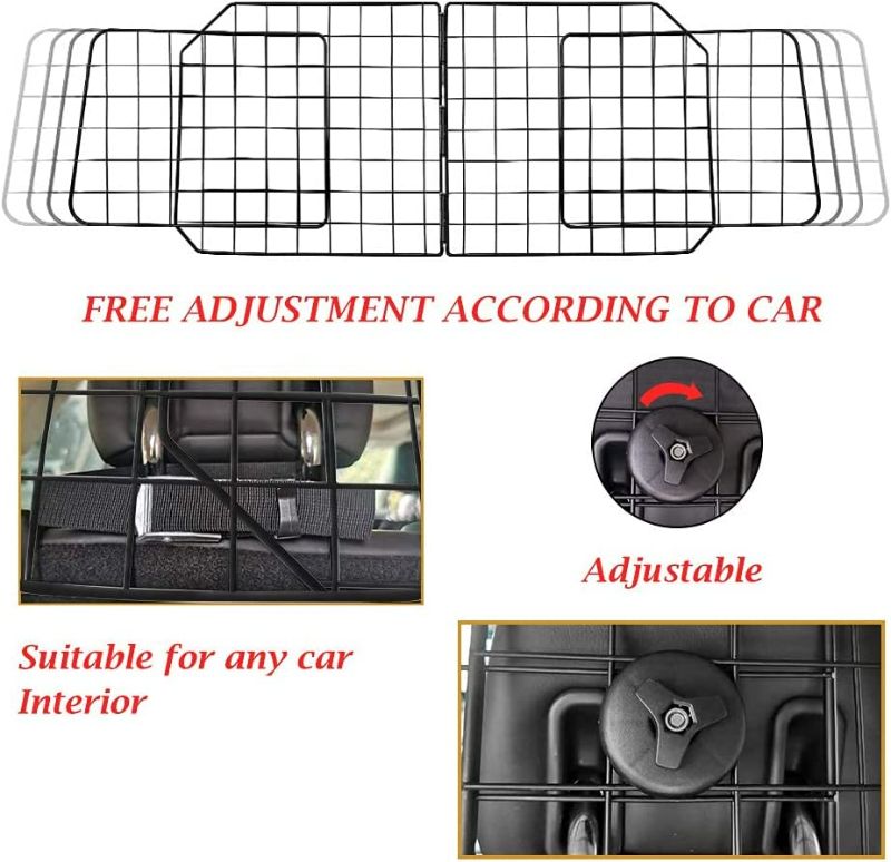 Photo 2 of Urban Deco Dog Car Barriers—Heavy Duty Adjustable Wire Pet Cars Barrier with Front Seat Mesh in Black—Safety Travel Dividers Fence for Vehicles, SUV, Cars.
