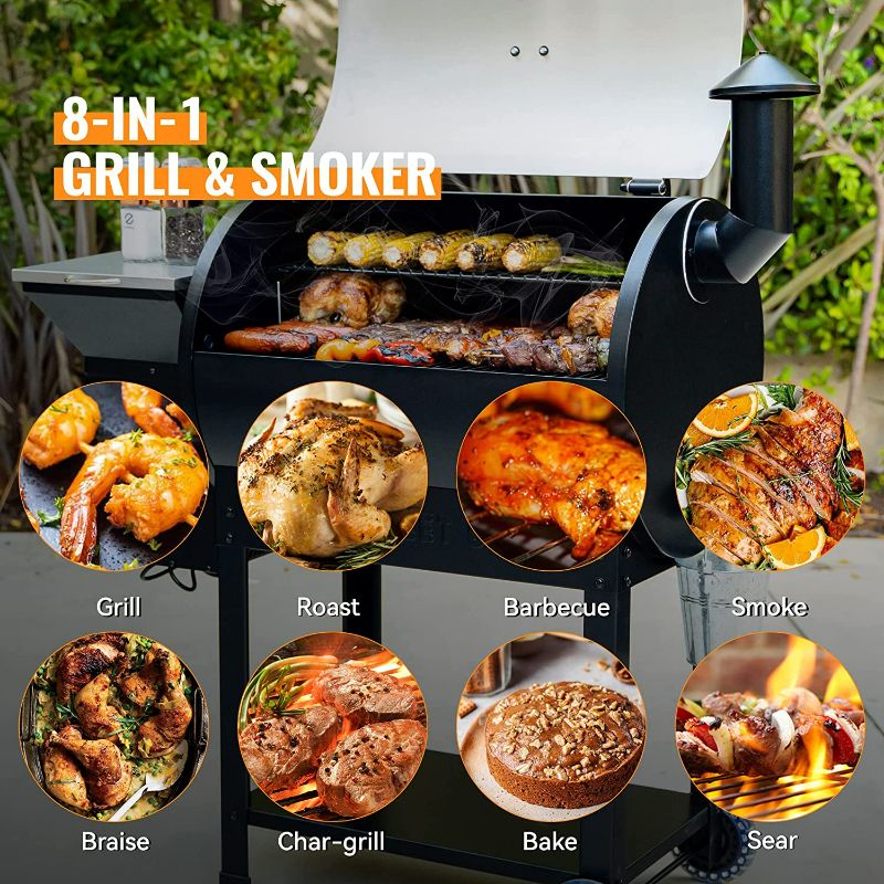 Photo 4 of Z Grills Wood Pellet Grill & Smoker, 8 in 1 BBQ Grill for Outdoor Cooking, Auto Temperature Control, 697 sq in Cooking Area, 7002E

