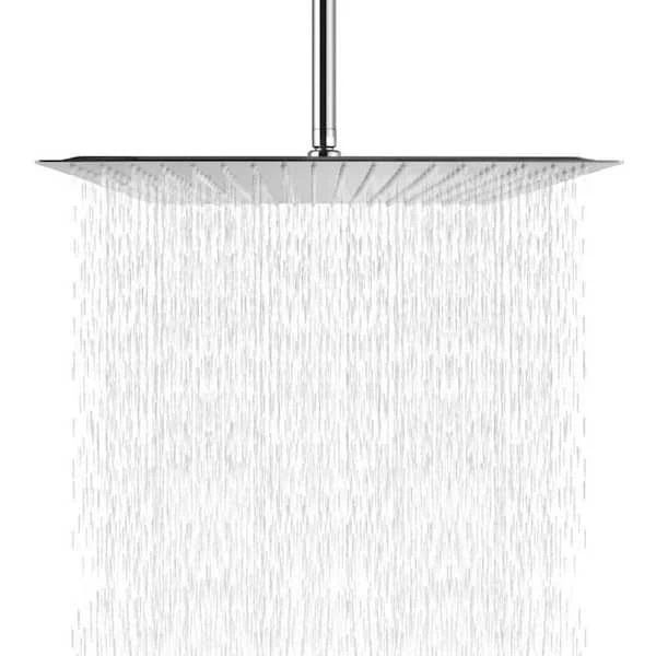 Photo 1 of Lordear 16 inch Brushed Ultra Thin Square 304 Stainless Steel Fixed Rain Shower Head, Silver

