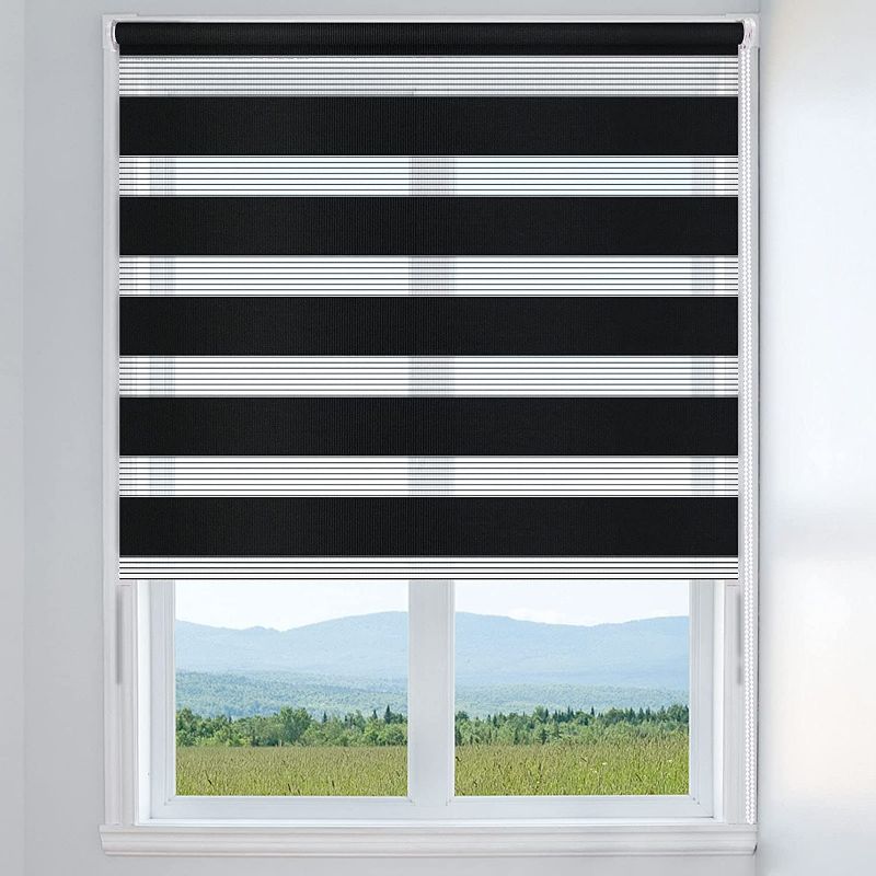 Photo 1 of LUCKUP Horizontal Window Shade Blinds Zebra Roller Shades Day Night Blinds Curtains Light Adjustment for Office, Home, Easy Installation 34x72