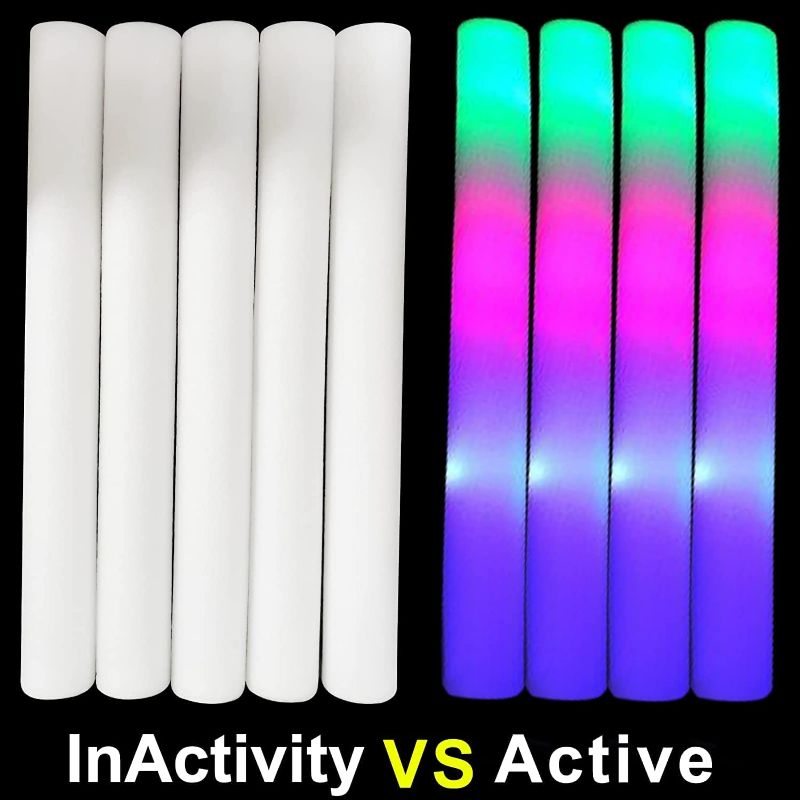 Photo 2 of 32 Pcs Giant 16 Inch Foam Glow Sticks Mardi Gras Party Supplies Favors 3 Modes Color Changing Led Light Sticks Glow Batons Glow In The Dark Accessory for Birthday Wedding Carnival Mardi Gras Party
