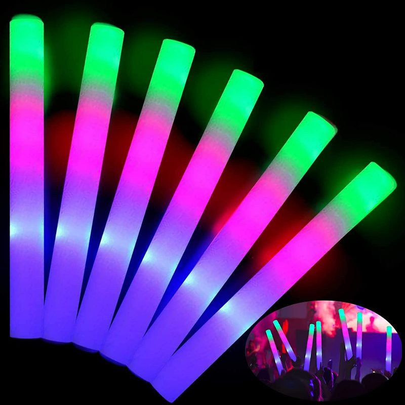 Photo 1 of 32 Pcs Giant 16 Inch Foam Glow Sticks Mardi Gras Party Supplies Favors 3 Modes Color Changing Led Light Sticks Glow Batons Glow In The Dark Accessory for Birthday Wedding Carnival Mardi Gras Party