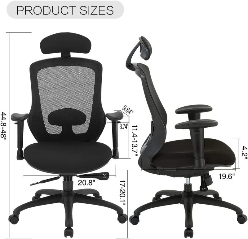 Photo 2 of Ergonomic Office Chair, Density Mesh Desk Chair, Task Chair with Headrest and 3D Armrests, Home Reclining Office Desk Chair with Lumbar Support
