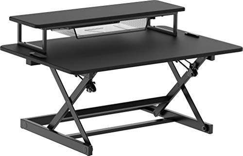 Photo 1 of SHW 36-Inch Height Adjustable Standing Desk Sit to Stand Riser Converter Workstation, Black