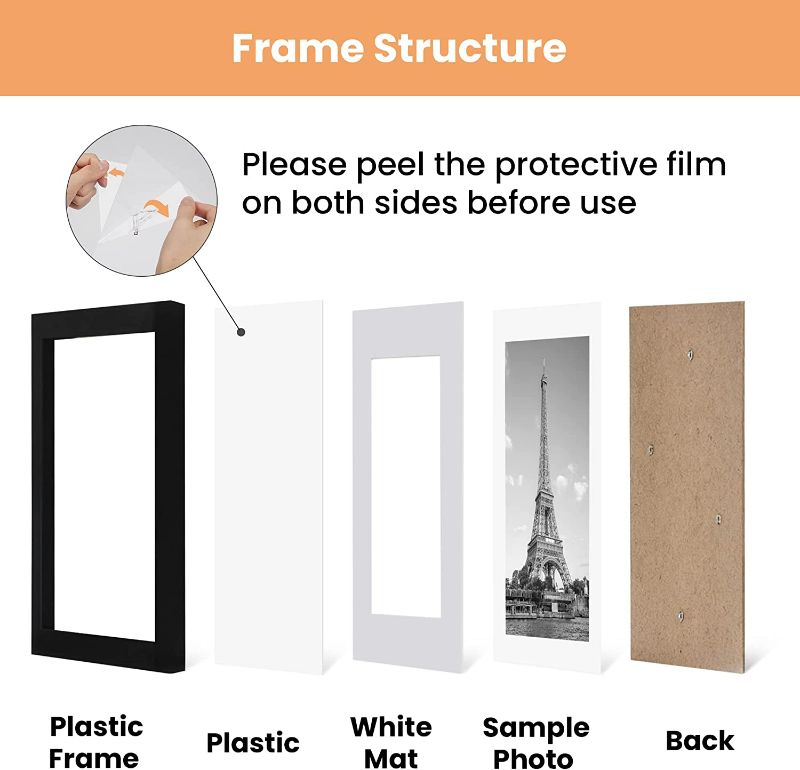 Photo 2 of upsimples 16x20 Picture Frame Set of 5,Display Pictures 11x14 with Mat or 16x20 Without Mat,Wall Gallery Poster Frames,Black