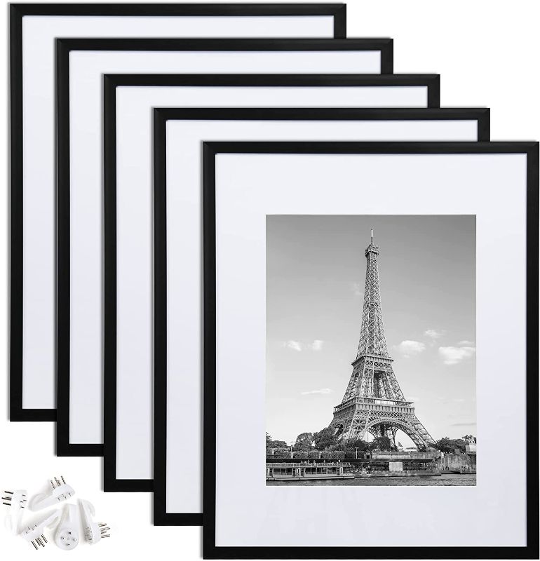 Photo 1 of upsimples 16x20 Picture Frame Set of 5,Display Pictures 11x14 with Mat or 16x20 Without Mat,Wall Gallery Poster Frames,Black