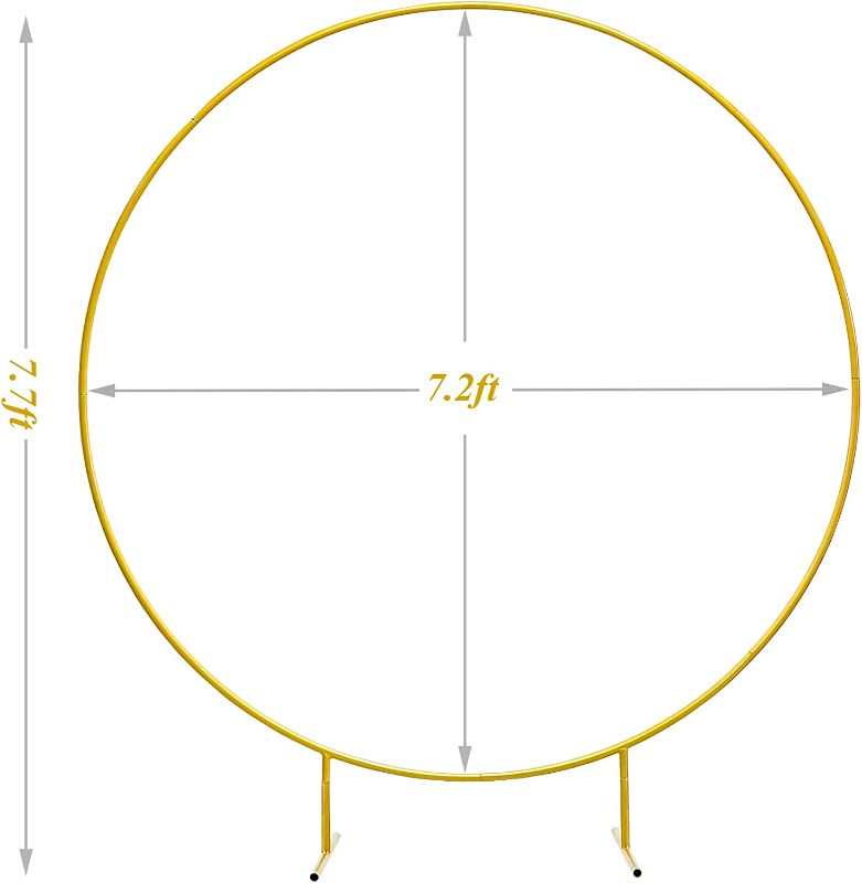 Photo 1 of LANGXUN Large Size 7.2ft Gold Metal Round Balloon Arch kit Decoration, for Birthday Party Decoration, Wedding Decoration, Graduation Decorations and Baby Shower Photo Background 2023 Upgrade Model