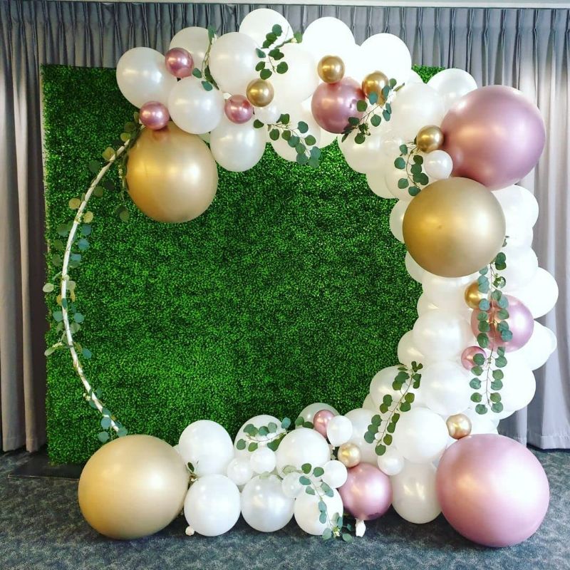 Photo 3 of LANGXUN Large Size 7.2ft Gold Metal Round Balloon Arch kit Decoration, for Birthday Party Decoration, Wedding Decoration, Graduation Decorations and Baby Shower Photo Background 2023 Upgrade Model