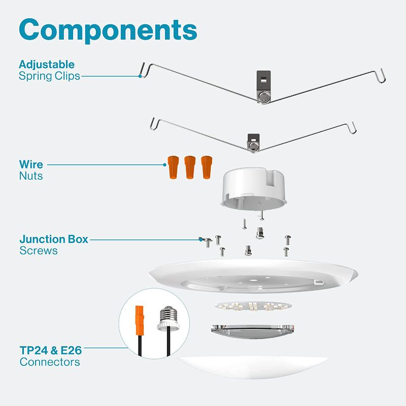 Photo 3 of Sunco Lighting 24 Pack 5/6” LED Disk Lights Flush Mount Ceiling Light Fixture Recessed 6000K Daylight Deluxe, 80W Equivalent 12W, 850LM, Dimmable Low Profile Surface Mount ETL