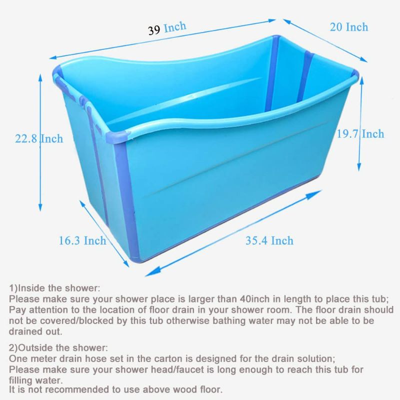 Photo 2 of W WEYLAN TEC Large Foldable Bath Tub Bathtub For Toddler Children Twins Petite Adult Blue Large (Pack of 1) Blue