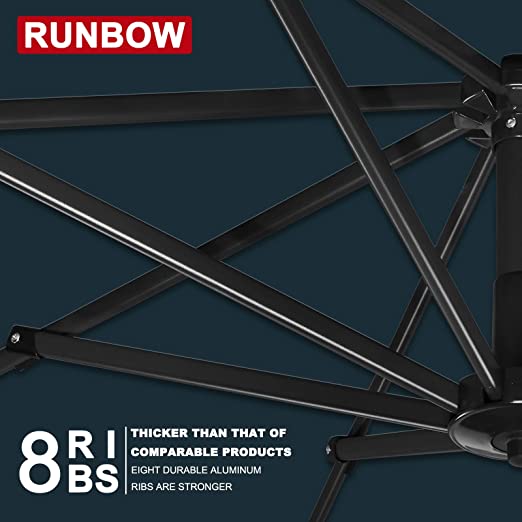 Photo 5 of RUNBOW Cantilever Patio Umbrellas, 10FT Patio Umbrella 5 Layer Waterproof Oxford Durable Aluminum Offset Outdoor Patio Umbrella for Outside Porch Pool Market Garden