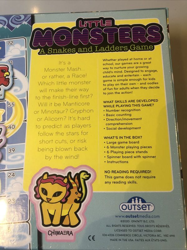 Photo 2 of Little Monsters a Snakes and Ladders Game Ages 3+ ~NEW in Box~
