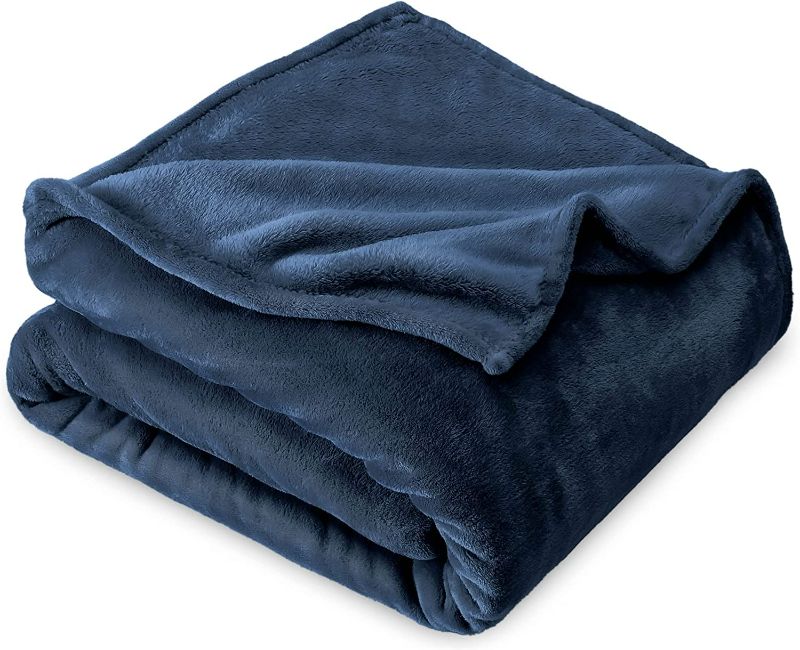 Photo 1 of Fleece Blanket - Full/Queen Blanket - Dark Blue - Lightweight Blanket for Bed, Sofa, Couch, Camping, and Travel - Microplush - Ultra Soft Warm Blanket 66"x90"