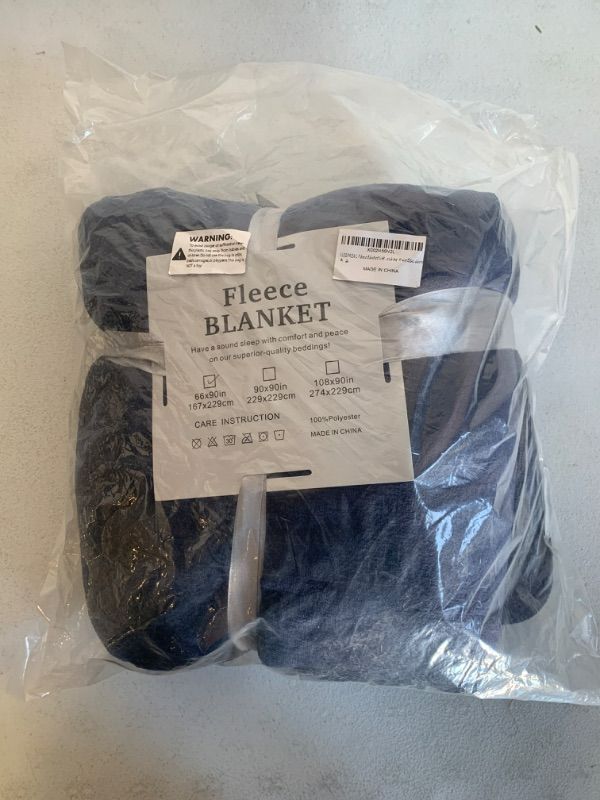 Photo 2 of Fleece Blanket - Full/Queen Blanket - Dark Blue - Lightweight Blanket for Bed, Sofa, Couch, Camping, and Travel - Microplush - Ultra Soft Warm Blanket 66"x90"