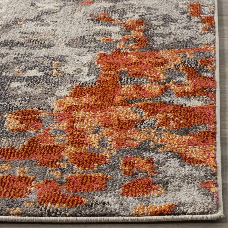 Photo 3 of  Monaco Collection 10' x 14' Grey/Orange MNC225H Boho Chic Abstract Watercolor Non-Shedding Living Room Bedroom Dining Home Office Area Rug