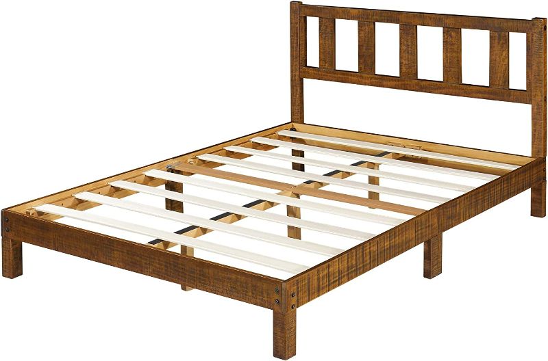 Photo 3 of SLEEPLACE Deluxe Solid Wood Platform Headboard, King Bed Frame, Size, Natural
