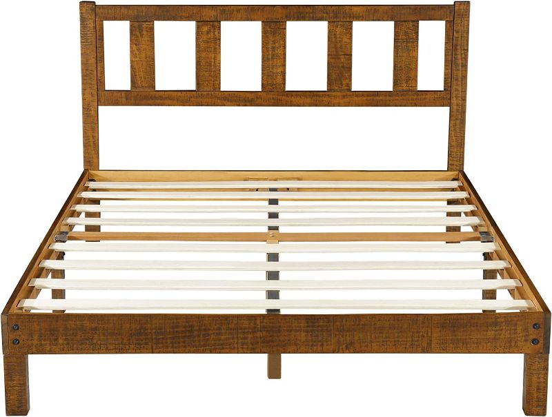 Photo 2 of SLEEPLACE Deluxe Solid Wood Platform Headboard, King Bed Frame, Size, Natural
