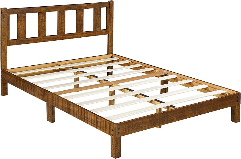 Photo 1 of SLEEPLACE Deluxe Solid Wood Platform Headboard, King Bed Frame, Size, Natural
