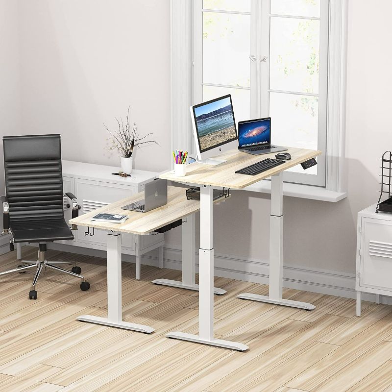 Photo 2 of 55-Inch Large Electric Height Adjustable Standing Desk, 55 x 28 Inches,maple