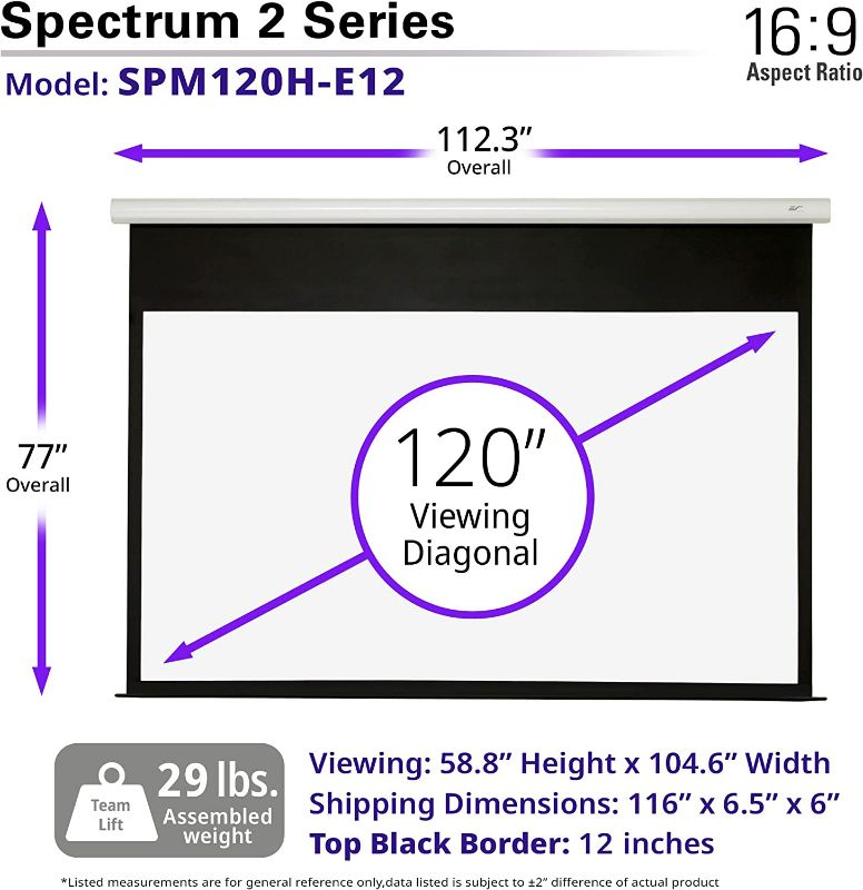 Photo 5 of Elite Screens Spectrum2, 120-inch 16:9, 12-inch Drop, Electric Motorized Drop Down Projection Projector Screen