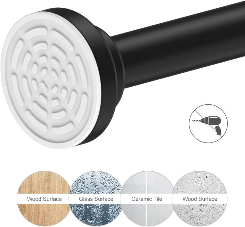 Photo 3 of Ausemku Shower Curtain Rod Tension - 40-72 Inch Never Rust Non-Slip Spring Tension Curtain Rod No Drilling Stainless Steel Curtain Rod Use Bathroom Kitchen?Black?
