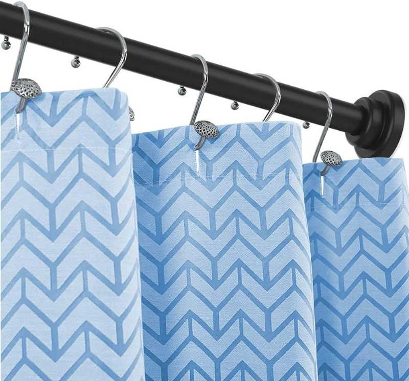 Photo 1 of Ausemku Shower Curtain Rod Tension - 40-72 Inch Never Rust Non-Slip Spring Tension Curtain Rod No Drilling Stainless Steel Curtain Rod Use Bathroom Kitchen?Black?
