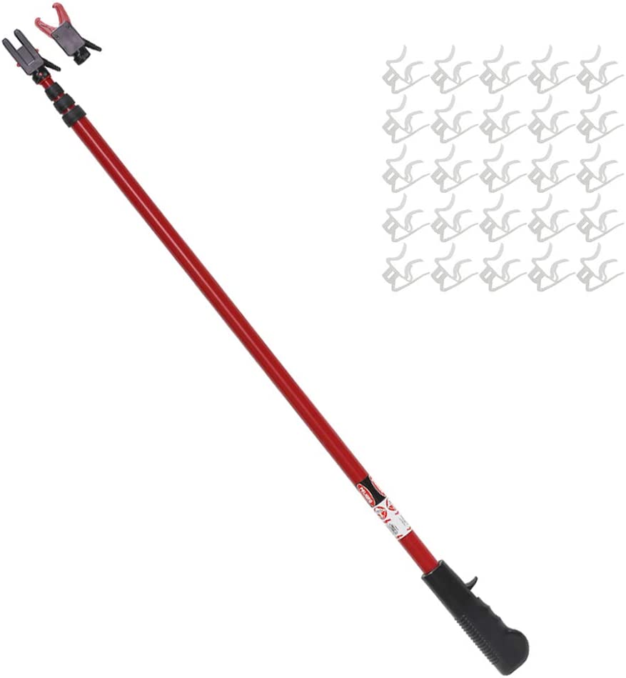 Photo 1 of No Ladder PRO MAX Telescoping Pole with Dual Heads & 25 Rapid Release Light Clips for use on Shingles, Gutters, and Eaves - Light Hanging Kit for Christmas Lights and Year Round Decorations
