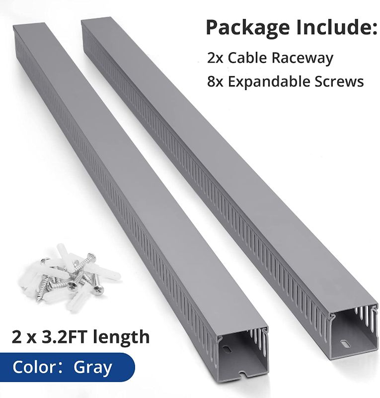 Photo 3 of ZhiYo 2x2in Server Rack Cable Management, 6.4FT Cable Duct Cable Raceway Kit, Electrically Safe PVC for Network Cable Management, Open Slot Wire Raceway for Computer Under Desk, Wire Duct 2 x L3.2FT
