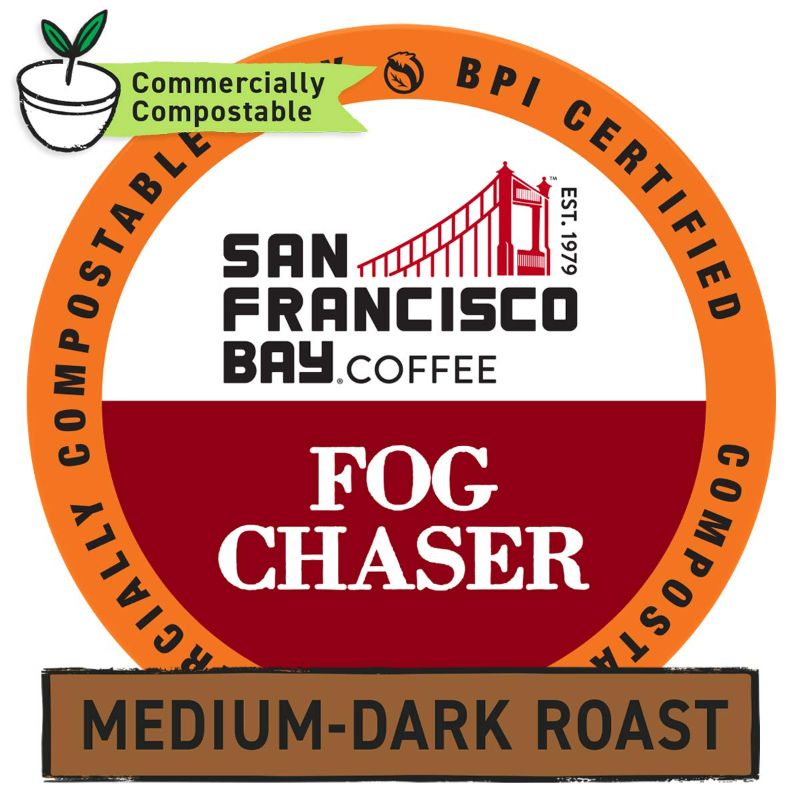 Photo 2 of San Francisco Bay Coffee OneCUP Fog Chaser 120 Ct Medium Dark Roast Compostable Coffee Pods, K Cup Compatible including Keurig 2.0
