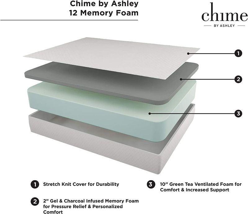 Photo 2 of Signature Design by Ashley Chime 12 Inch Medium Firm Memory Foam Mattress, CertiPUR-US Certified, King
