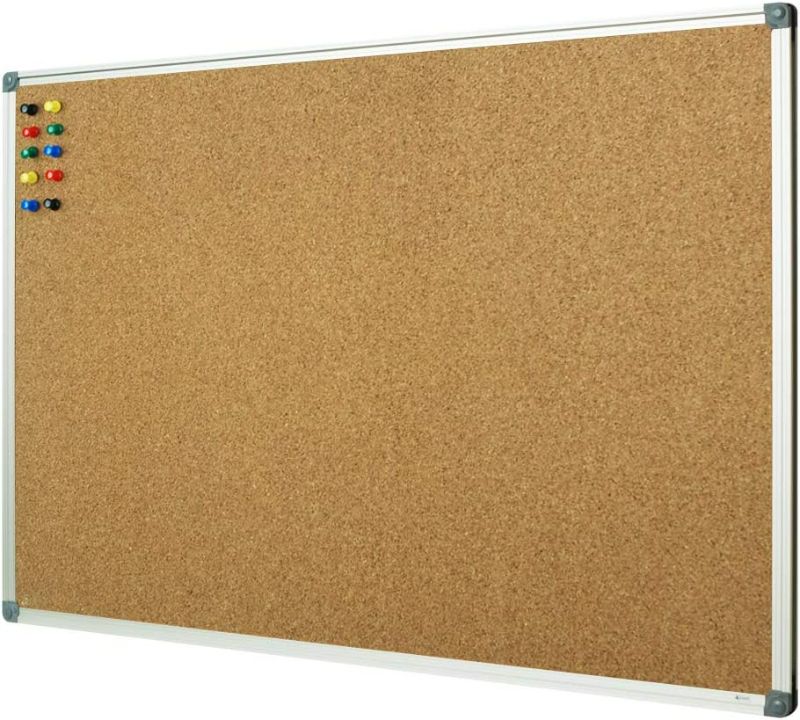 Photo 1 of Lockways Corkboard Bulletin Board, Large Bulletin Cork Board 72 x 36 Inch, Notice Message Pin Board,F Silver Aluminium Frame
