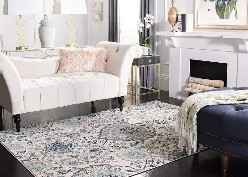 Photo 3 of SAFAVIEH Madison Collection 6'7" x 9'2" Cream / Light Grey MAD600C Boho Chic Glam Paisley Non-Shedding Living Room Bedroom Dining Home Office Area Rug
