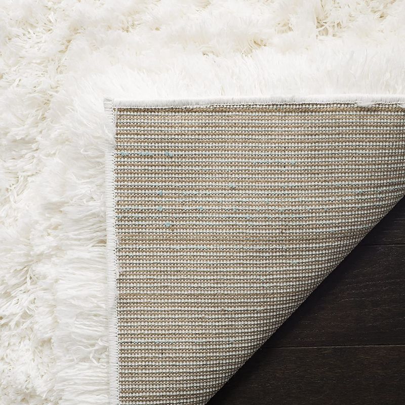 Photo 4 of SAFAVIEH Polar Shag Collection 8' x 10' White PSG800B Solid Glam 3-inch Extra Thick Area Rug
