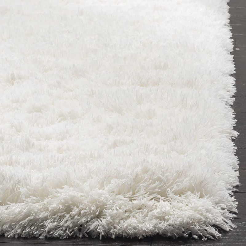Photo 2 of SAFAVIEH Polar Shag Collection 8' x 10' White PSG800B Solid Glam 3-inch Extra Thick Area Rug
