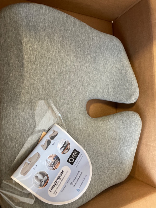 Photo 2 of Cushion Lab Patented Pressure Relief Seat Cushion for Long Sitting Hours on Office/Home Chair, Car, Wheelchair - Extra-Dense Memory Foam for Hip, Tailbone, Coccyx, Sciatica - Light Grey Gray