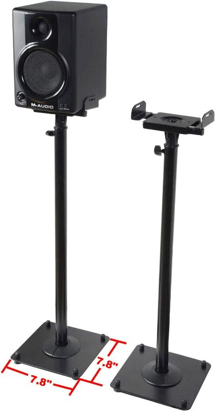 Photo 2 of VideoSecu 2 Heavy Duty PA DJ Club Adjustable Height Satellite Speaker Stand Mount - Extends 26.5" to 47" (i.e. Bose, Harmon Kardon, JBL, KEF, Klipsch, Sony, Yamaha, Pioneer and Others) 1B7
