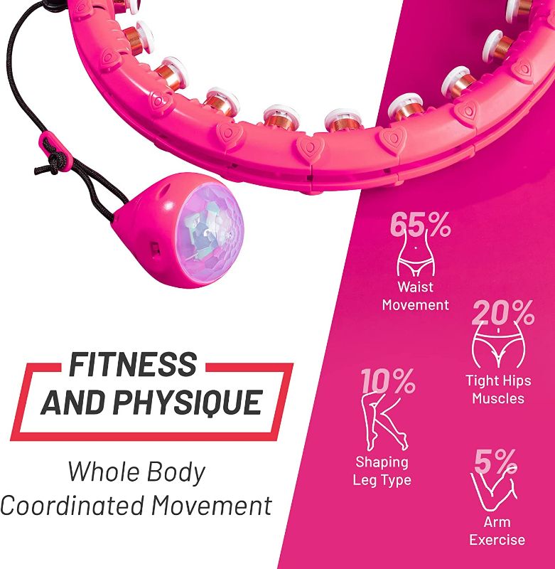 Photo 3 of ACTIVNA PRO Smart Weighted Hula Hoop with Lights - Waist Hula for Adults Weight Loss - Lose Weight, Shape Body, Trim Waist, Adult Workout Exercise Hoop - Spinning Hoops for Fitness, Slimming Pink