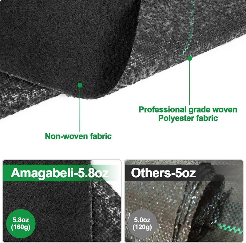 Photo 2 of Amagabeli 5.8oz 3ft x 300ft Weed Barrier Landscape Fabric Heavy Duty Cover Weed Cloth Anti-Weed Gardening Mat, Premium Weeds Control for Flower Bed, Pavers and Other Outdoor Projects
