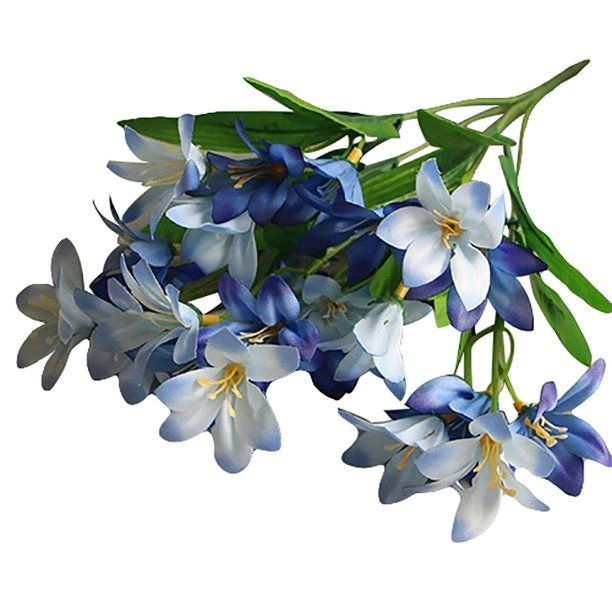 Photo 1 of Yesbay 1 Bouquet Artificial Fake Mini Lily Flower Plant Home Office Wedding Party Decor,Blue
