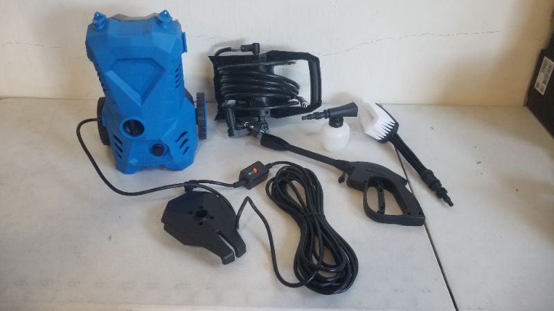 Photo 3 of 3000 Electric Pressure Washer 2.4GPM Power Washer 1600W High Pressure Cleaner Machine with 4 Nozzles Foam Cannon for Cars, Homes, Driveways, Patios (Blue)