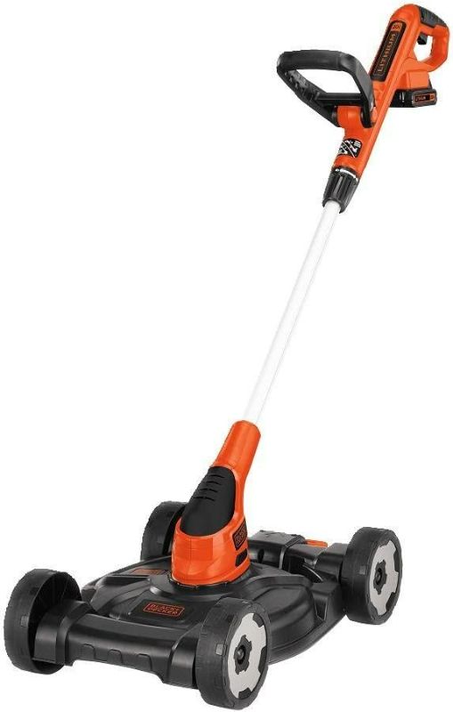 Photo 1 of BLACK+DECKER Cordless Lawn Mower, String Trimmer, Edger, 3-in-1 (MTC220) MISSING ADUSTABLE HEIGHT DECK 