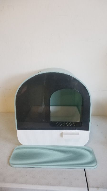 Photo 6 of  JKXWX Cat Litter Box Enclosed House Drawer Type Cat Litter Box Toilet Cat Litter Round Clamshell Cat Litter Box Large Space and Easy to Clean Cat Toilet