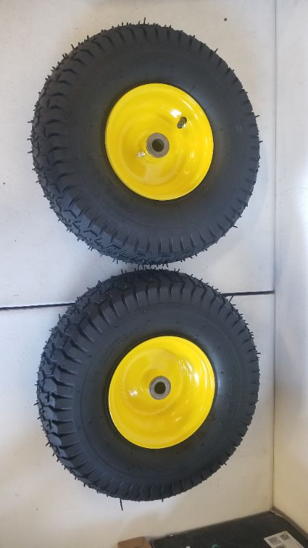 Photo 9 of MaxAuto 2Pcs 16x6.50-8 Front Tires and Wheels Assembly for Lawn Mower Tractors, 3" Offset Long Hub with 3/4"Bearings, Pneumatic Tire
