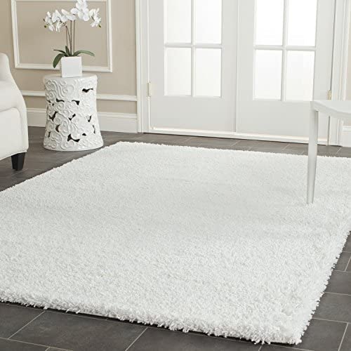 Photo 1 of SAFAVIEH California Premium Shag Collection 8'6" Square White SG151 Non-Shedding Living Room Bedroom Dining Room Entryway Plush 2-inch Thick Area Rug
