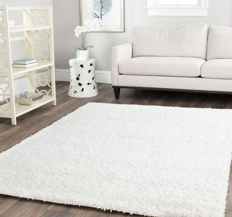 Photo 2 of SAFAVIEH California Premium Shag Collection 8' x 10' White SG151 Non-Shedding Living Room Bedroom Dining Room Entryway Plush 2-inch Thick Area Rug
