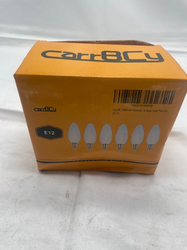 Photo 1 of carryBC Dimmable LED Candelabra Bulb Soft White , 2700k 40W Equivalent E12 Base LED Candle Bulbs, C35 Frosted Glass Torpedo Shape Bullet Top, 360 Degrees Beam Angle, Pack of 6 …
